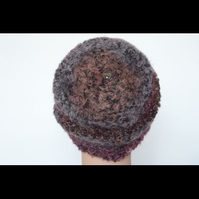 Вязаная лохматая шапка женская  Vizio Италия 6957 бордовая