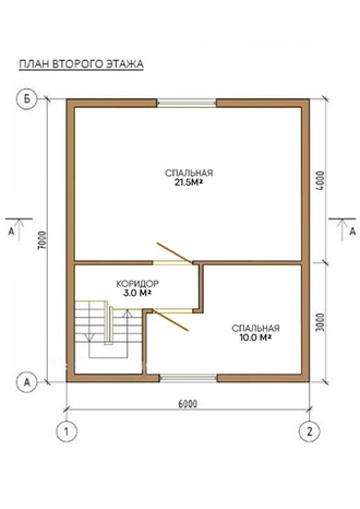 Каркасный двухэтажный дом 42 М²