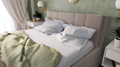 Кровать двуспальная MyCloud Болеро с подъемным механизмом, бельевым ящиком, мягкое изголовье