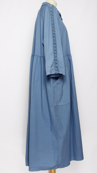 Платье - рубашка "РУКАВ КРУЖЕВО" хаки, джинс, чёрное р.50-56