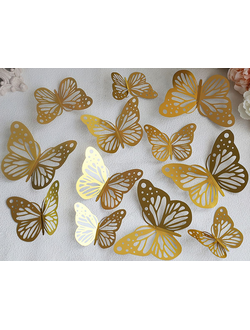 Набор для украшения торта Бабочки (золото, 12 шт.)