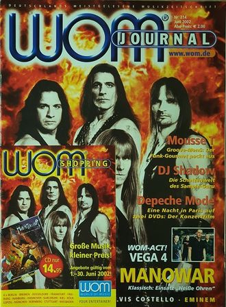 WOM Journal Magazine Junу 2002 Manowar, Mousse T, Иностранные музыкальные журналы, Intpressshop