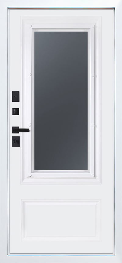 Стальная дверь   Дравит с окном и лазерной резкой (терморазрыв 3к). Заказная модель.