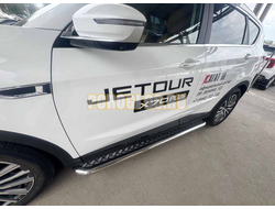 Пороги с накладным листом Папа Тюнинг d53 для JETOUR X70 Plus 2023-