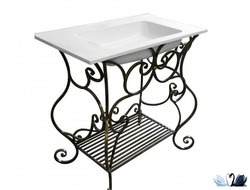 Отдельностоящая раковина из камня Kare Эстет 90 х 50 см на кованной подставке в магазине Маруся