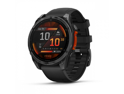 Умные часы Garmin Fenix 8 - 47 мм, AMOLED серый, черный силиконовый ремешок (010-02904-00)
