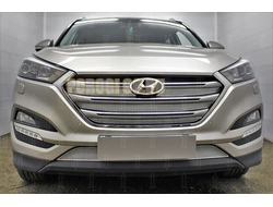 Защита радиатора Hyundai Tucson 2015-2018 (Travel,Prime,Dynamic, High) (4 части) chrome верх PREMIUM
