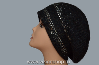 Итальянский вязаный берет с украшениями Vizio 6427 черный