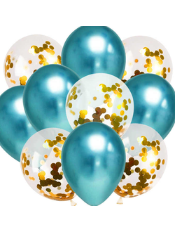 Хром голубой+конфетти золото 10 шт
