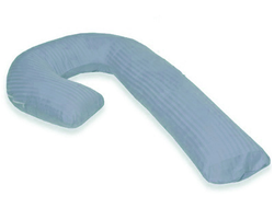 Подушка для беременных формы J Холлофайбер, размер Big 280 см + наволочка на молнии сатин страйп Небесный