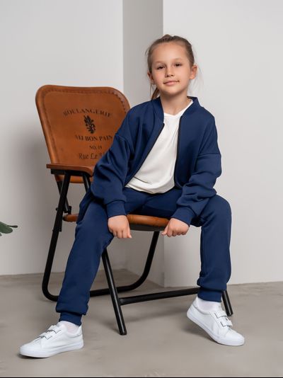 Бомбер на молнии синий