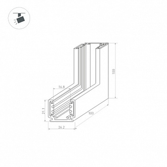 Коннектор угловой Arlight MAG-ORIENT-CON-2620-L90-INT (BK, Внутренний)