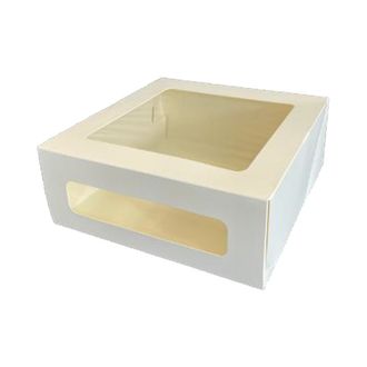 Коробка для торта с 2 окнами (белая), 180*180*100мм