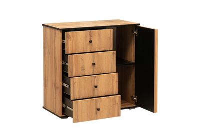 Гостиная ЛИБЕРТИ - Комод 51.05 (опора 20мм) Дуб Вотан/Черный