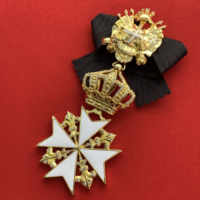 Орден Иоанна Иерусалимского Командорский со стразами и бантом из муаровой ленты. Полноразмерная копия LUX! Лот №54.