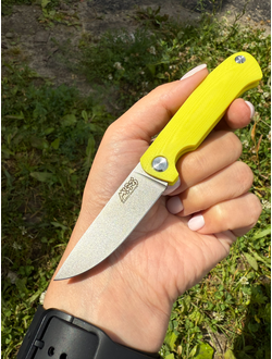 Фрикционный складной нож Микрос сталь VG10, рукоять G10, цвет желтый