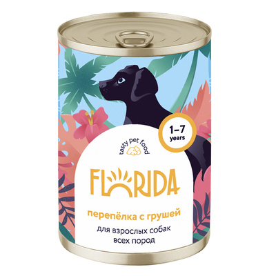 Florida (Флорида) влажный корм (консерва) для собак перепёлка с грушей, 400 г