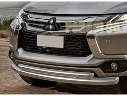 Защита переднего бампера d76+d57  Pajero Sport (2016-2021)
