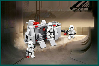 Набор LEGO # 75078 “IMPERIAL TROOP TRANSPORT Battle Pack” в Сборе на красивом художественном фоне.