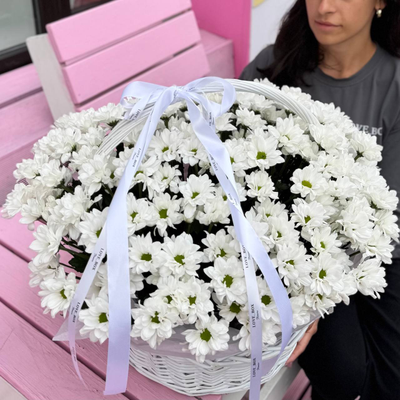 КОРЗИНА РОМАШКОВЫХ ХРИЗАНТЕМ