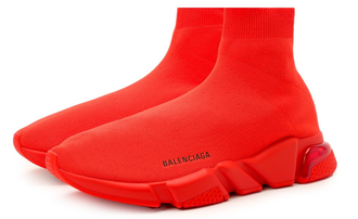 Кроссовки-носки Balenciaga Speed Clear Sole моно красные