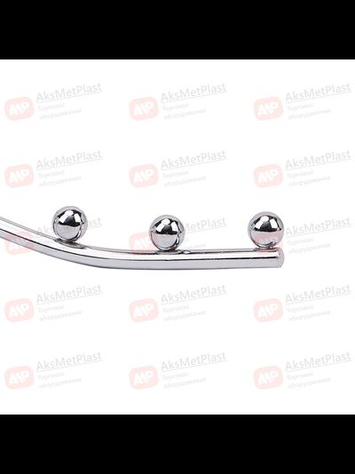 Q003 Крючок с креплением к стене, наклонный, изогнутый с 9-ю шариками, d-6.5 мм, длинна 350 мм, хром