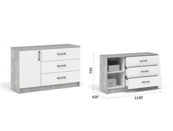 Спальня ЧИКАГО - Комод 1д3ящ Ателье светлый/Белый