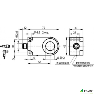 Индуктивный датчик ISB RC1A5-31P-R20-LZS4