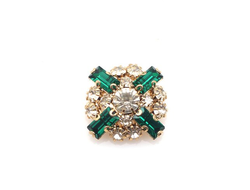 ПУГОВИЦЫ ДЕКОРАТИВНЫЕ СО СТРАЗАМИ, 25 мм. 50 шт. РК-00046. Цвет: изумрудный