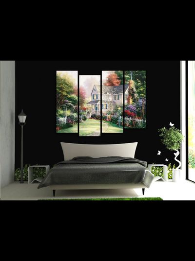 Модульная картина "Домик с чудесным садом"