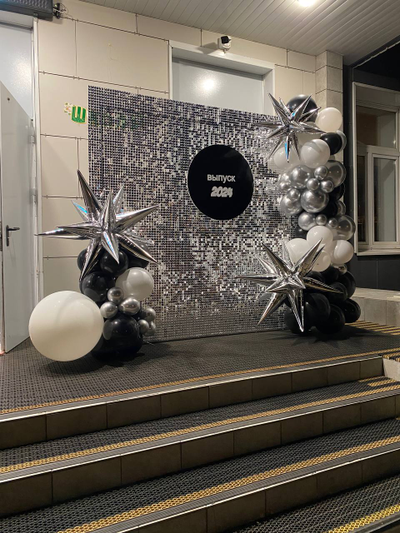 Фотозона из шаров с пайетками 2 на 2 м