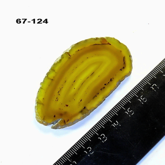 Агат тонированный (срез) желтый №67-124: 64*35*4мм