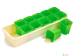 Рассадник на 12 стаканчиков зеленый/оранжевый