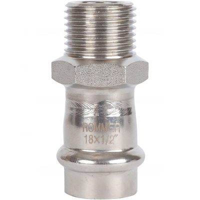 Переходник ROMMER ВПр-НР, 18х1/2 из нержавеющей стали прессовой