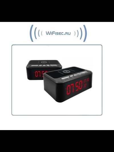 IP видеоняня WiFi (информатор времени + температуры в помещении, охранная видеокамера, беспроводная зарядка, стерео колонка Bluetooth) с DVR, Full HD 2 Mp