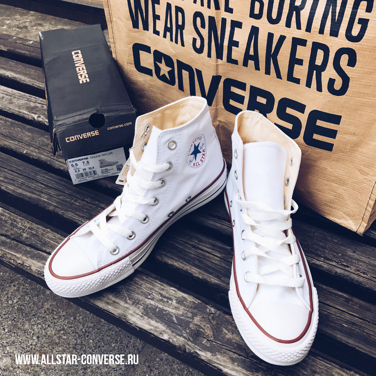 Белые высокие кеды Converse купить в Санкт-Петербурге: фото, оригинал, white