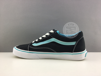 Кеды Vans Old School Черные с голубым (36-40) Арт. 011М