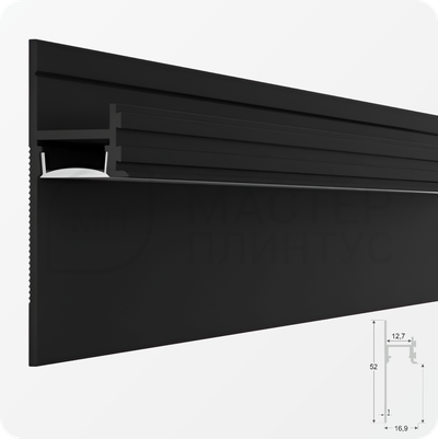 Теневой плинтус с подсветкой ПО-195 Черный