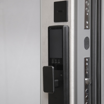 Стальная дверь   Дуэт Б с зеркалом (биометрический замок Smart lock К06)