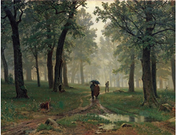 Картина обогреватель, репродукция Шишкина Дождь в дубовом лесу