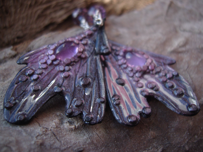 Волшебные серьги с аметистом "Крылышки Причудливой Феи"