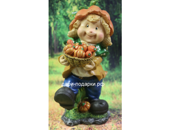Гном с тыквами 34*21см   1,3 кг   полистоун пр-во Россия 1819/012141-2