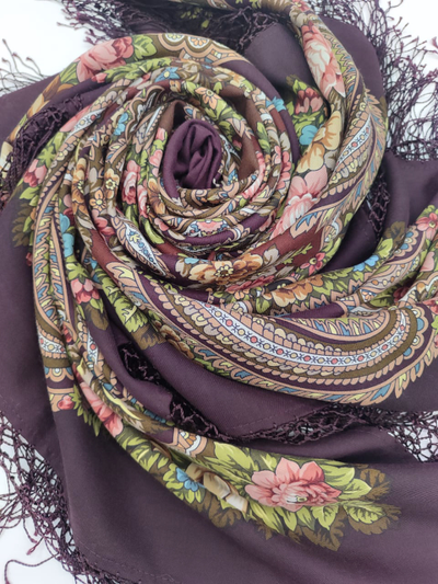 Павловопосадский платок Небесный 391-17