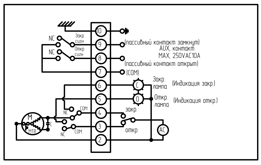 Схема подключения электропривода ЭП-03S AC 220V