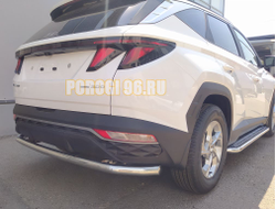 Защита заднего бампера двойная d60/42 для Hyundai Tucson 2021-