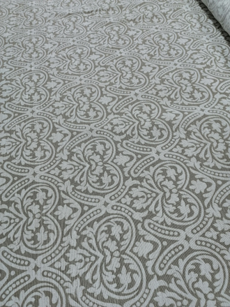 Ткань льняная (печать) "Орнамент" на бежевом фоне