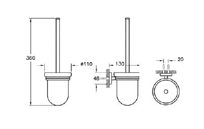 ДЕРЖАТЕЛЬ ЕРШИКА, ХРОМ, VITRA Q-LINE, A44999