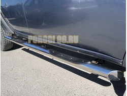 Пороги труба с проступью d76 для Mitsubishi L200 (2015-2019)