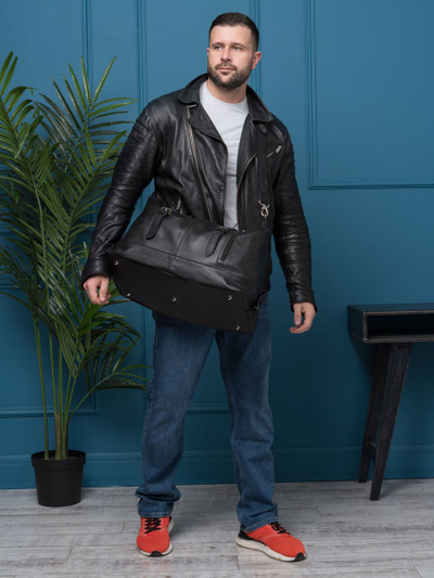 Кожаная дорожная сумка Campora black (арт. 4019-01)