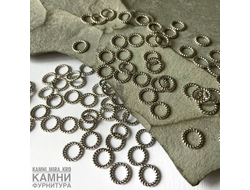 Кольцо декоративное крученное 8 мм цвет античное серебро, цена за набор